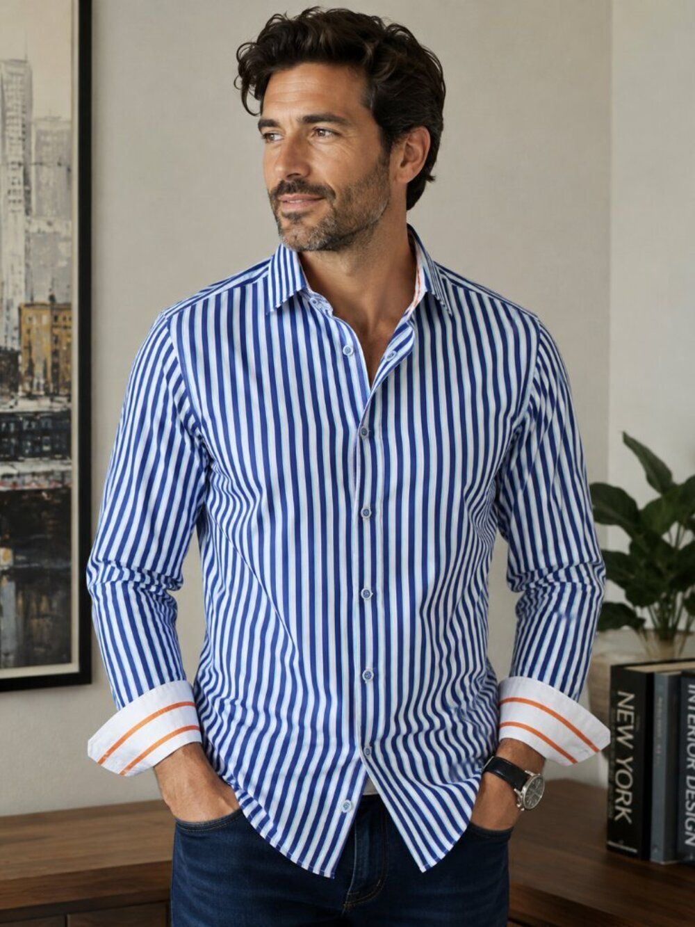 Robert Graham Striped Shirt Mens Sz M Tailored Fit Long Sleeve Cotton